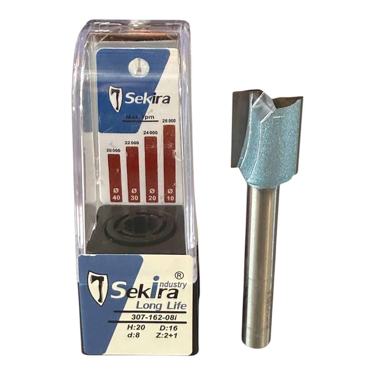 Sekira-307-162-08i--- Фреза 16мм h20 z2+1 L70 d8 — Sekira Industry пазова пряма - Зображення 1