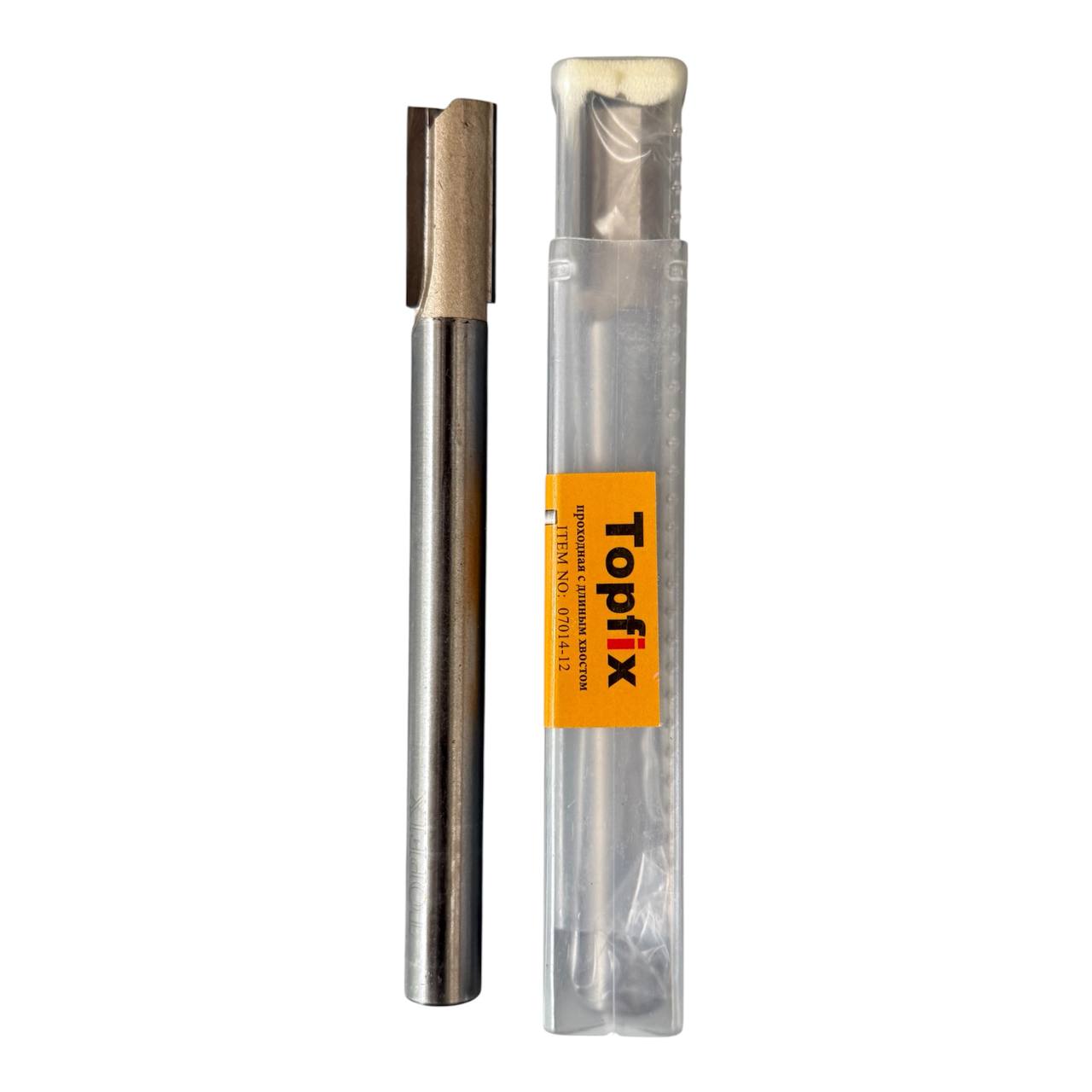 Topfix-07014-12- Фреза 14мм проходная с длинным хвостовиком L135 h30 d12 Z2+1 — изображение 1