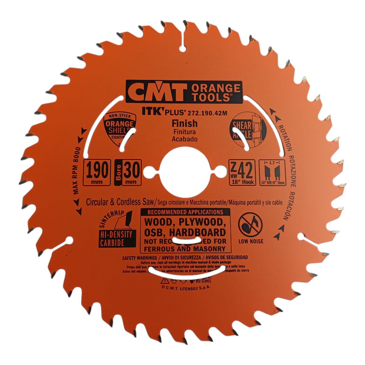 CMT-272.190.42M--- CMT 272.190.42M – Диск пиляльний 190мм х20 x1.7x42Z тонкий - Зображення 1