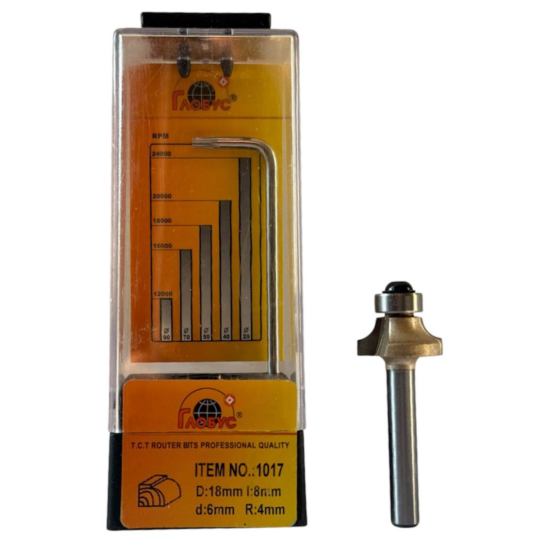 Freza-1017-R4d6-- Фреза радіус 4 мм Глобус 1017 D18 h8 d6 R4 - Зображення 1