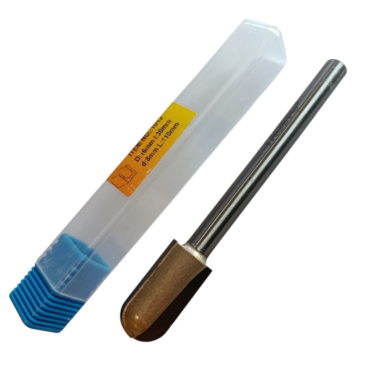 Freza-1012-D16-h30-L110-d8--- Фреза довга 16мм пазова сферична h30 d8 L110 / Глобус 1012 - Зображення 1