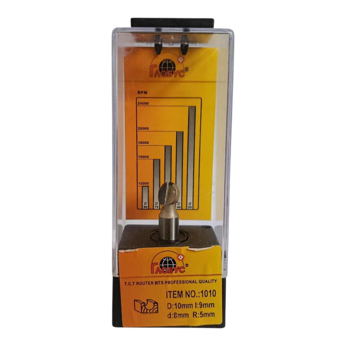 Globus-1010-D10-R5--- Фреза Шар радіусний ГЛОБУС 1010 R5 D10 h9 L48 d8 - Зображення 1