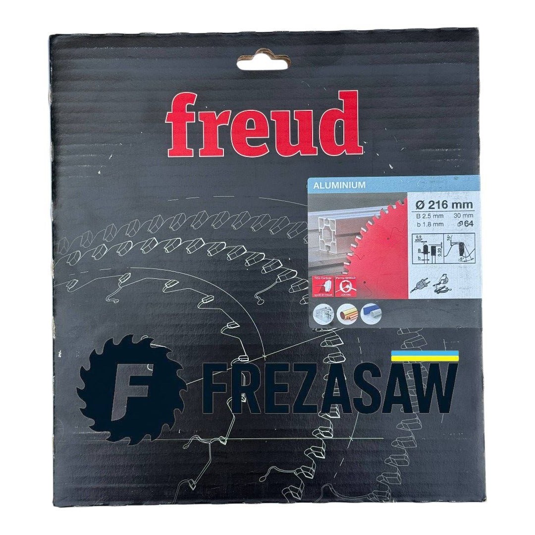 Freud-disk-216mm-Aluminium-FR16A001M-- Пильний диск по Алюмінію 216 мм Freud x30x2.5/1.8 64z -5° FR16A001M - Зображення 1