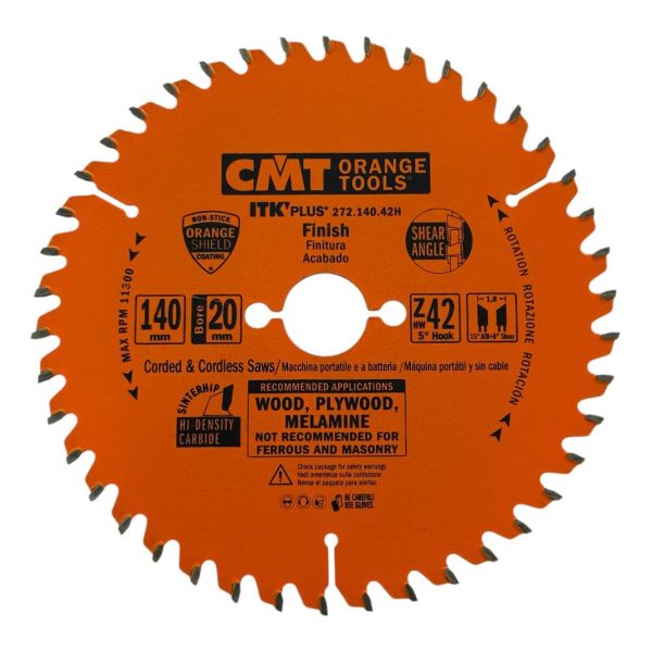 Пильний Диск 140мм х20/10×1.8x42Z для чистого пропилу CMT 272.140.42H