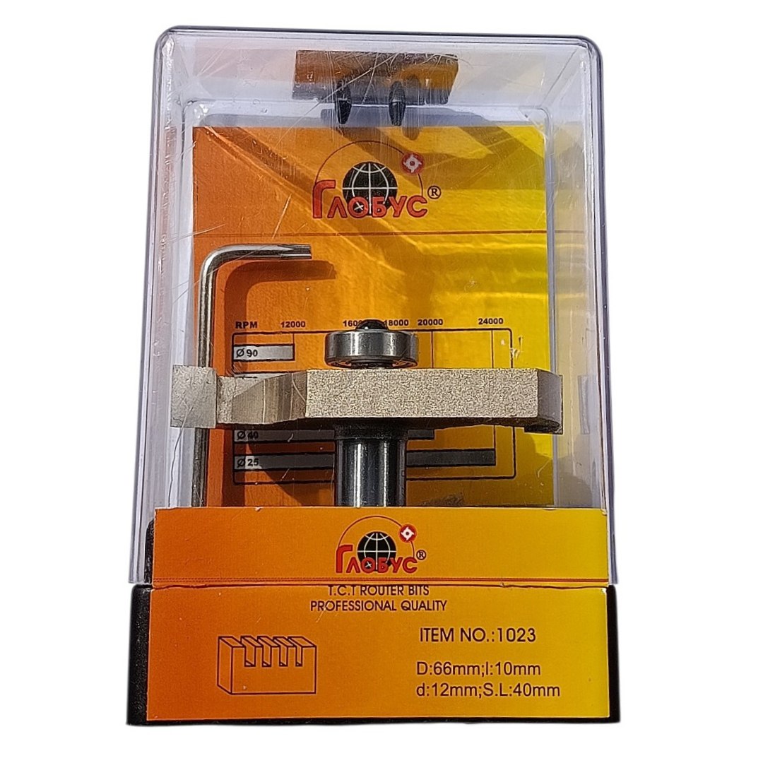 Freza-1023-D66-h10-d12-Globus Фреза Глобус 1023 Z2 D66 L59 h10 d12 кромкова фальцева глубина 25мм - Зображення 1