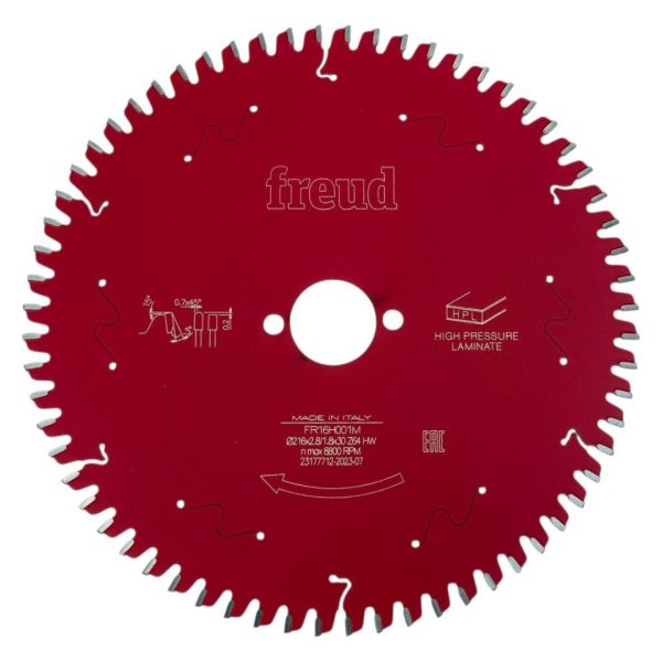 Пильний диск по HPL 216 мм Freud x30x2.8/1.8 64z -3° FR16H001M
